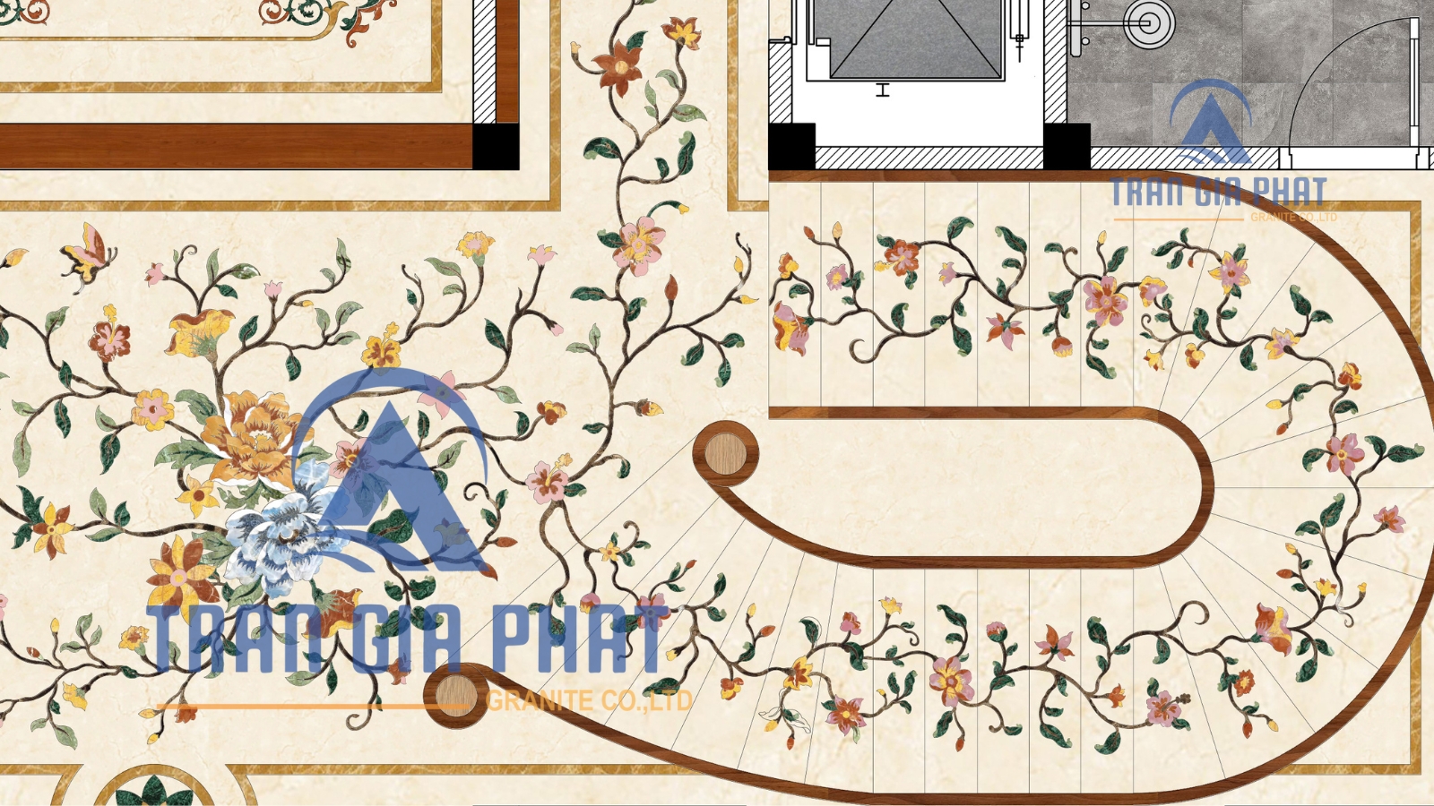 Đá tự nhiên kết hợp phối màu